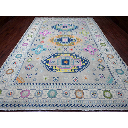 Kazak Wool Hand Knotted Rug Grey 9.7x13.4 -O020974