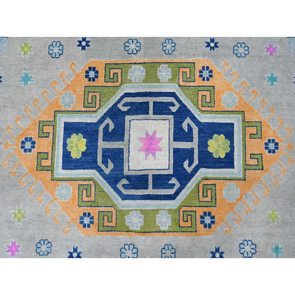 Kazak Wool Hand Knotted Rug Grey 9.7x13.4 -O020974
