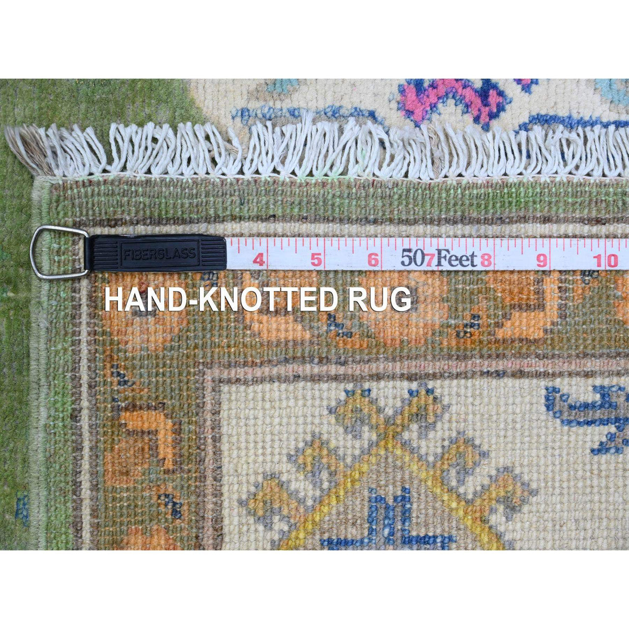Green 5'6" x 7'7" Kazak Hand knotted Wool Rug - Sku: O020975