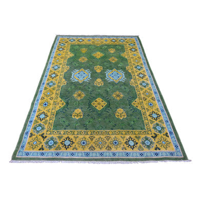Kazak Wool Hand Knotted Rug Green 5.4x7.6 -O020976