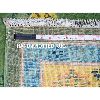 Kazak Wool Hand Knotted Rug Green 5.4x7.6 -O020976