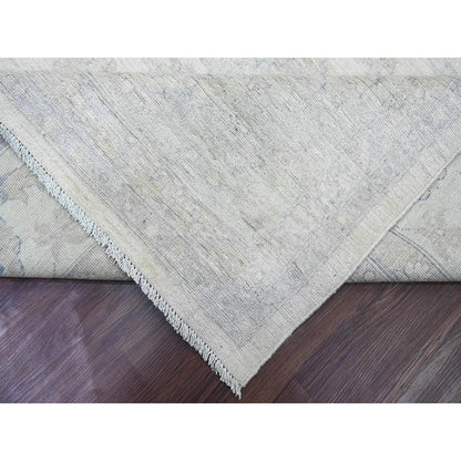 Oushak And Peshawar Wool Hand Knotted Rug Ivory 9.8x13.8 -O020978
