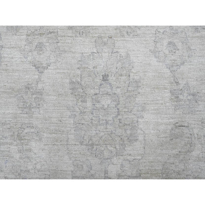 Oushak And Peshawar Wool Hand Knotted Rug Ivory 9.8x13.8 -O020978