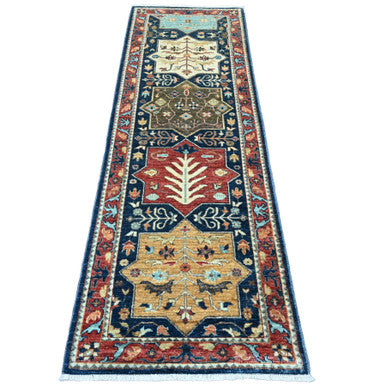 Oushak And Peshawar Wool Hand Knotted Rug Blue 2.7x7.10 -O020980