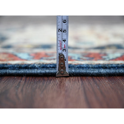 Oushak And Peshawar Wool Hand Knotted Rug Blue 2.7x7.10 -O020980