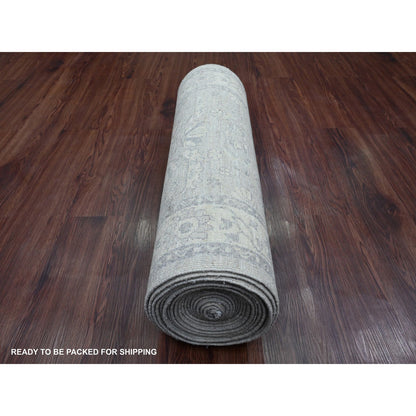 Oushak And Peshawar Wool Hand Knotted Rug Grey 2.7x23.8 -O020983