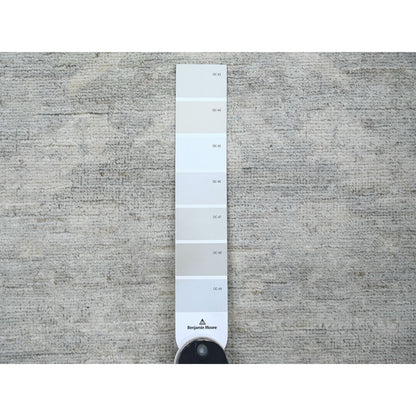 Oushak And Peshawar Wool Hand Knotted Rug Grey 4.0x11.10 -O020986