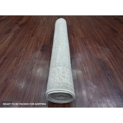 Oushak And Peshawar Wool Hand Knotted Rug Grey 4.0x11.10 -O020986