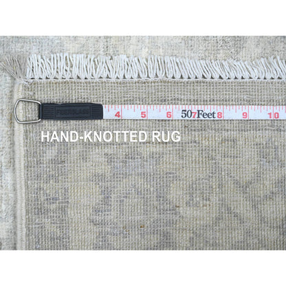 Oushak And Peshawar Wool Hand Knotted Rug Grey 4.0x11.10 -O020986