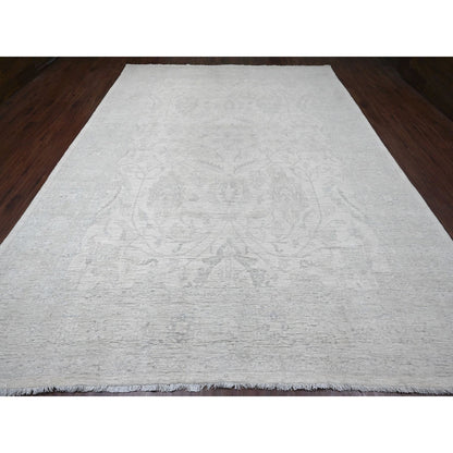 Oushak And Peshawar Wool Hand Knotted Rug Ivory 9.8x13.5 -O020989