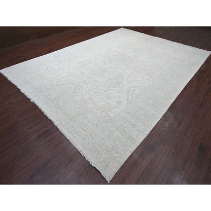 Oushak And Peshawar Wool Hand Knotted Rug Ivory 9.8x13.5 -O020989