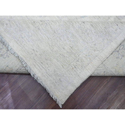 Oushak And Peshawar Wool Hand Knotted Rug Ivory 9.8x13.5 -O020989