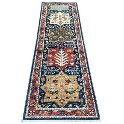 Oushak And Peshawar Wool Hand Knotted Rug Blue 2.6x7.10 -O020990