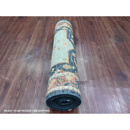 Oushak And Peshawar Wool Hand Knotted Rug Blue 2.6x7.10 -O020990