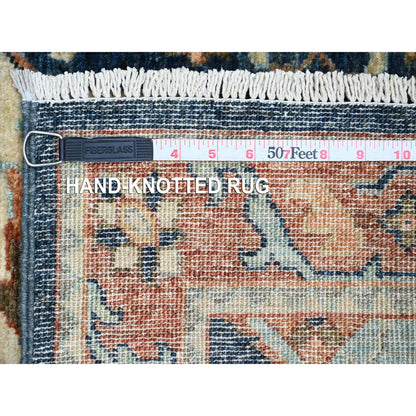 Oushak And Peshawar Wool Hand Knotted Rug Blue 2.6x7.10 -O020990
