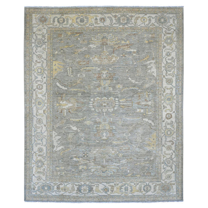 Oushak And Peshawar Wool Hand Knotted Rug Grey 7.11x9.11 -O020991