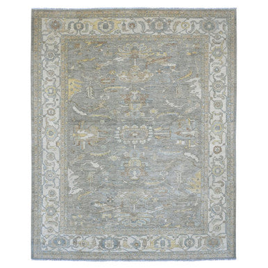 Oushak And Peshawar Wool Hand Knotted Rug Grey 7.11x9.11 -O020991