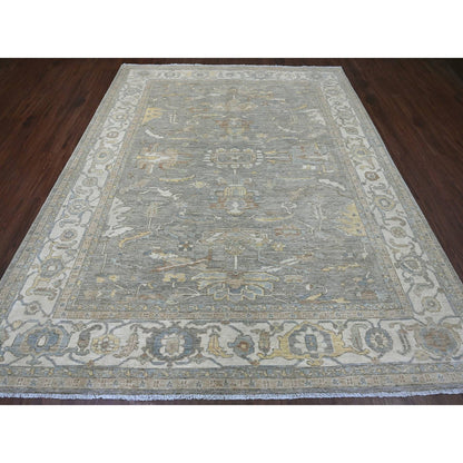 Oushak And Peshawar Wool Hand Knotted Rug Grey 7.11x9.11 -O020991