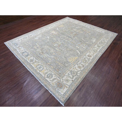 Oushak And Peshawar Wool Hand Knotted Rug Grey 7.11x9.11 -O020991