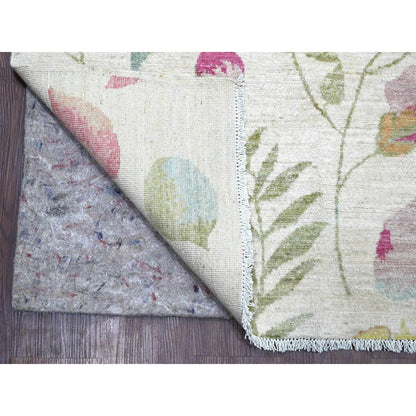 Modern and Contemporary Wool Hand Knotted Rug Ivory 9.0x11.9 -O020993