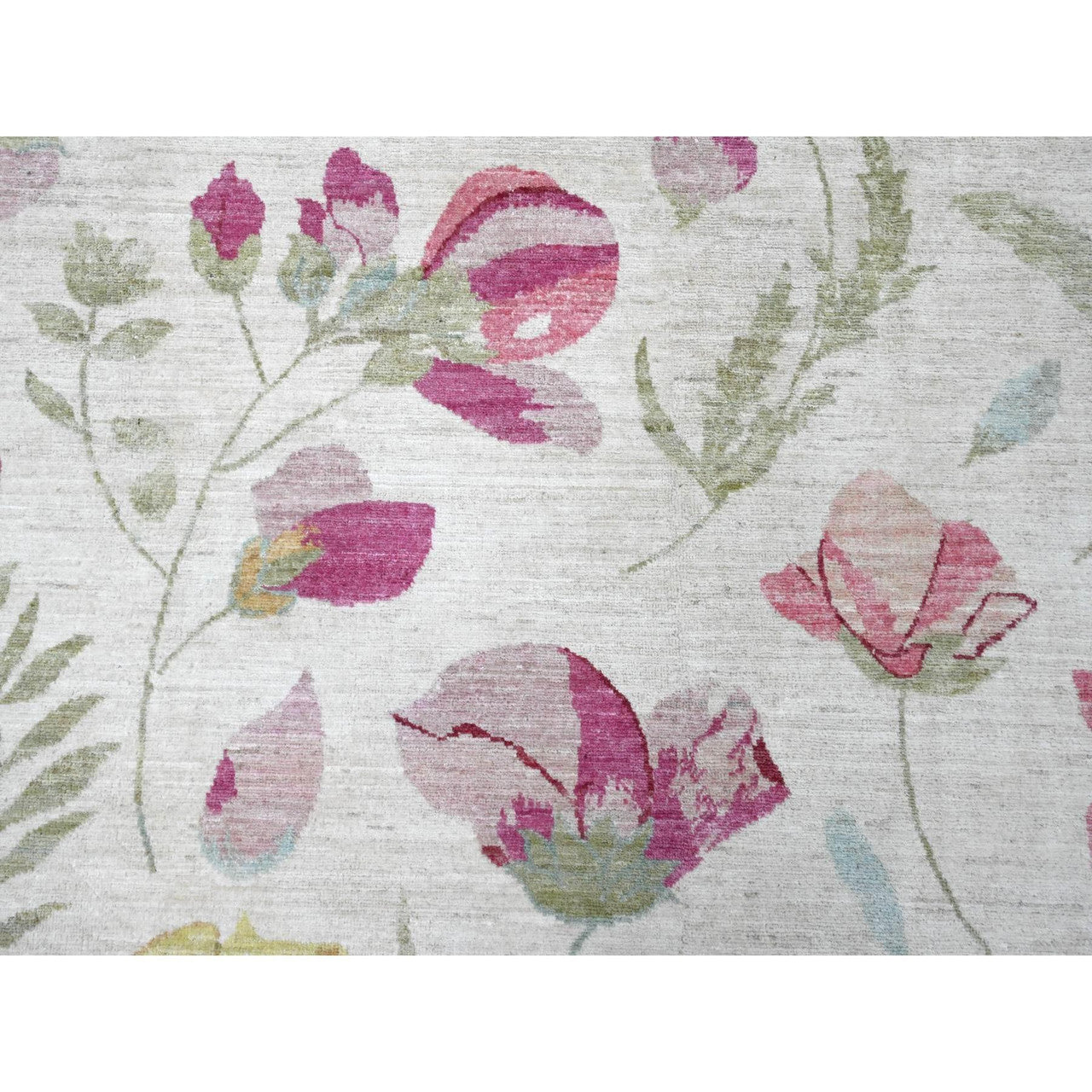 Ivory 9'0" x 11'9" Modern and Contemporary Hand knotted Wool Rug - Sku: O020993