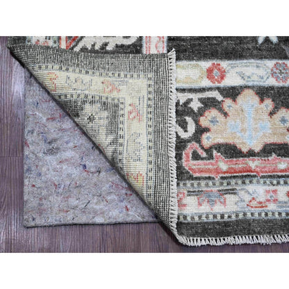Oushak And Peshawar Wool Hand Knotted Rug Black 7.0x12.1 -O020994