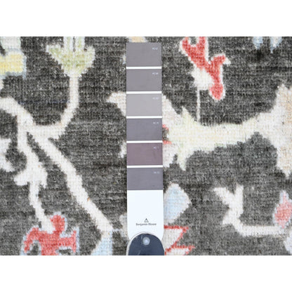 Oushak And Peshawar Wool Hand Knotted Rug Black 7.0x12.1 -O020994