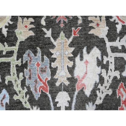 Oushak And Peshawar Wool Hand Knotted Rug Black 7.0x12.1 -O020994