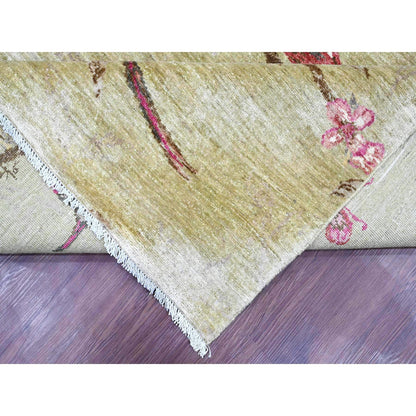 Modern and Contemporary Wool Hand Knotted Rug Green 8.3x9.9 -O021007