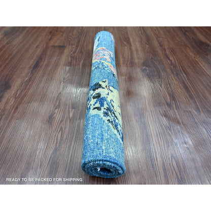 Modern and Contemporary Wool Hand Knotted Rug Blue 2.0x2.10 -O021016