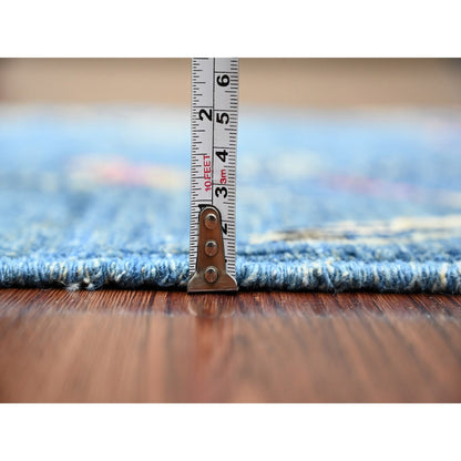 Modern and Contemporary Wool Hand Knotted Rug Blue 2.0x2.10 -O021016