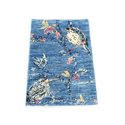 Modern and Contemporary Wool Hand Knotted Rug Blue 2.0x2.10 -O021020
