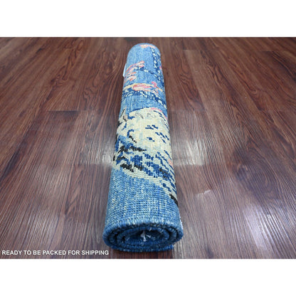 Modern and Contemporary Wool Hand Knotted Rug Blue 2.0x2.10 -O021020