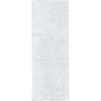 Overdyed & Vintage Wool Hand Knotted Rug Ivory No Border 2.1X5.10 -O0220