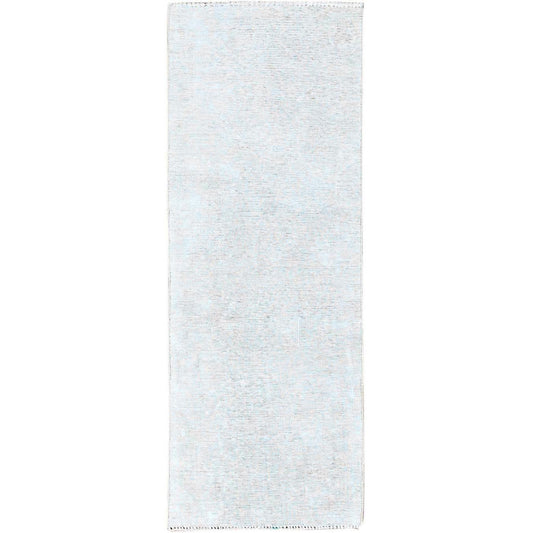 Overdyed & Vintage Wool Hand Knotted Rug Ivory No Border 2.1X5.10 -O0220