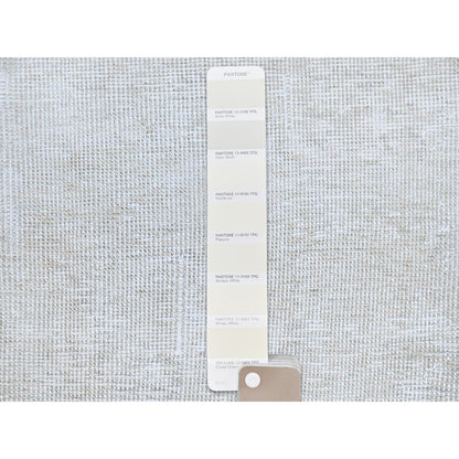 Overdyed & Vintage Wool Hand Knotted Rug Ivory No Border 2.1X5.10 -O0220