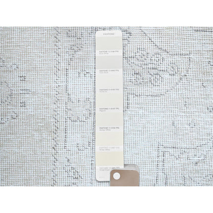 Overdyed & Vintage Wool Hand Knotted Rug Ivory No Border 2.1X5.9 -O0221