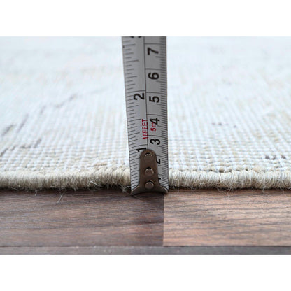 Overdyed & Vintage Wool Hand Knotted Rug Ivory No Border 2.1X5.9 -O0221