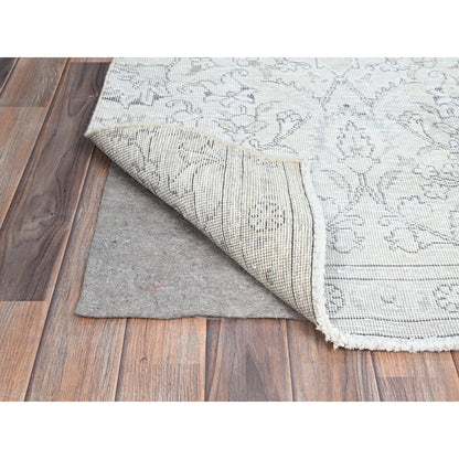 Overdyed & Vintage Wool Hand Knotted Rug Ivory No Border 2.6X10.0 -O0222