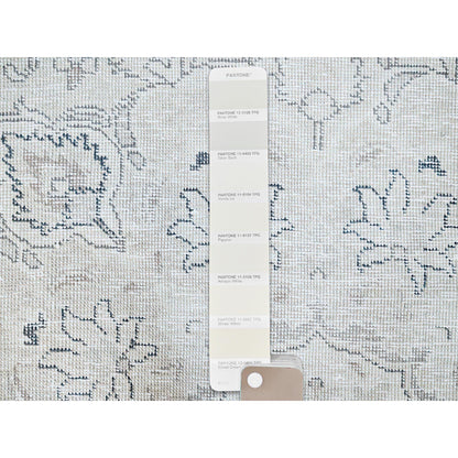 Overdyed & Vintage Wool Hand Knotted Rug Ivory No Border 2.6X10.0 -O0222
