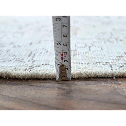 Overdyed & Vintage Wool Hand Knotted Rug Ivory No Border 2.6X10.0 -O0222