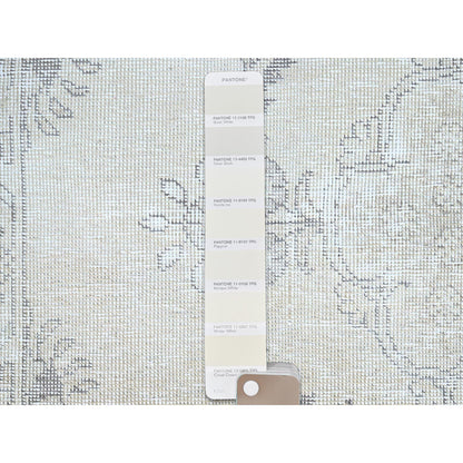 Overdyed & Vintage Wool Hand Knotted Rug Ivory No Border 2.6X7.6 -O0224