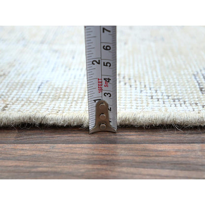Overdyed & Vintage Wool Hand Knotted Rug Ivory No Border 2.6X7.6 -O0224