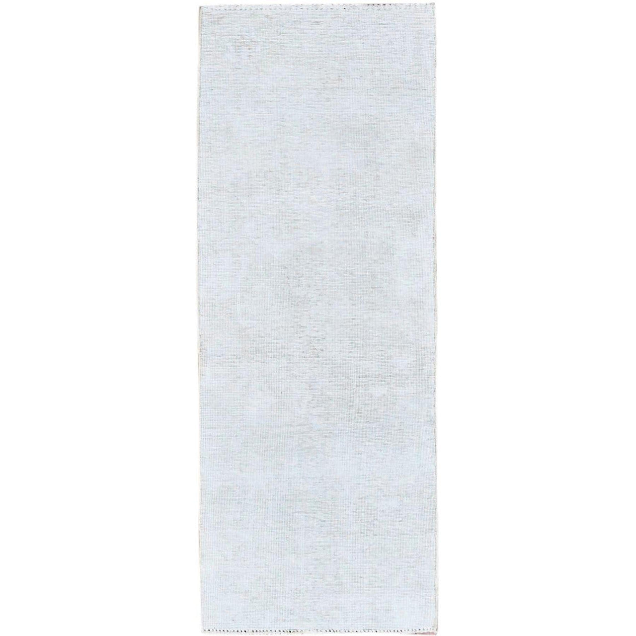 Ivory 2'2" x 5'10" Overdyed & Vintage Hand knotted Wool Rug - Sku: O0225