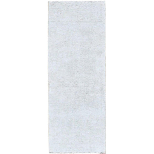 Overdyed & Vintage Wool Hand Knotted Rug Ivory No Border 2.2X5.10 -O0225