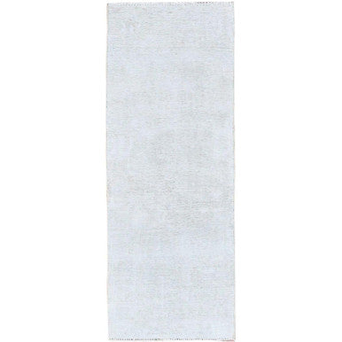 Overdyed & Vintage Wool Hand Knotted Rug Ivory No Border 2.2X5.10 -O0225