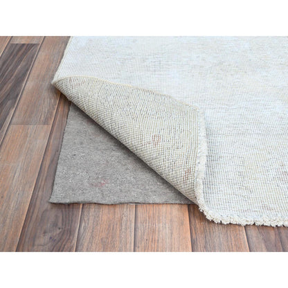 Overdyed & Vintage Wool Hand Knotted Rug Ivory No Border 2.2X5.10 -O0225