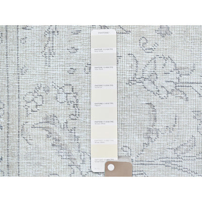 Overdyed & Vintage Wool Hand Knotted Rug Ivory No Border 2.2X9.0 -O0226