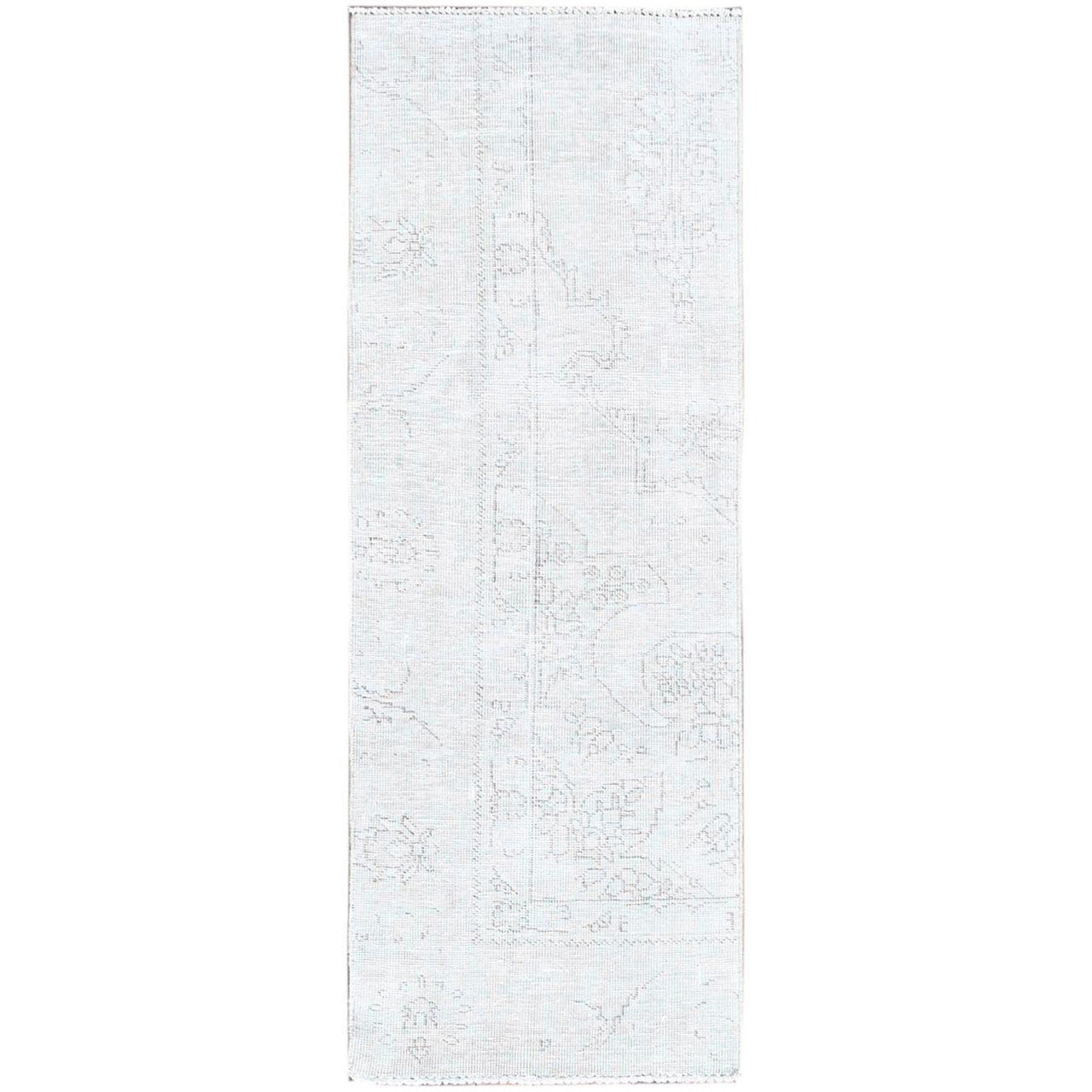 Ivory 2'2" x 5'10" Overdyed & Vintage Hand knotted Wool Rug - Sku: O0228