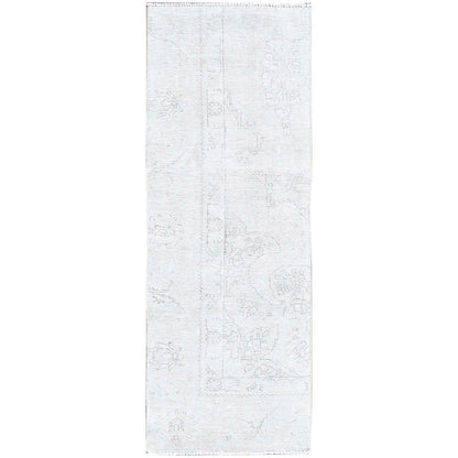 Overdyed & Vintage Wool Hand Knotted Rug Ivory No Border 2.2X5.10 -O0228
